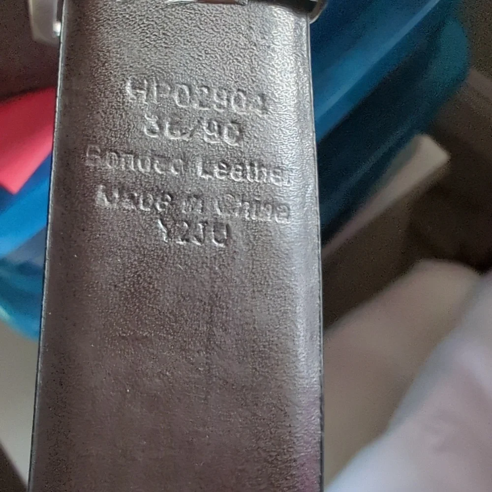 NWOT Men's Perry Ellis Black Bonded Leather Belt with Sliver Hardware Size 36